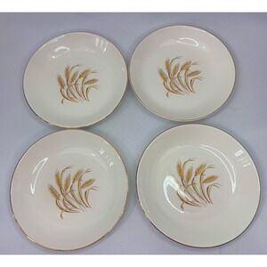 Homer Laughlin Golden Wheat 22K Gold Trim 7 1/4" Salad Plates - Set of 4